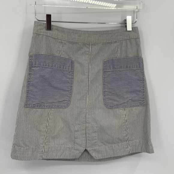 Pilcro and the Letterpress Anthropologie striped denim mini skirt white blue 2 - Picture 1 of 4
